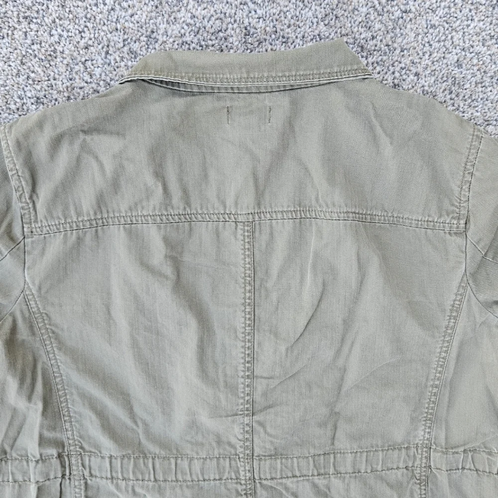 J Crew Military Field Jacket Olive Green Pockets Zip Up Cinch Waist Womens Large